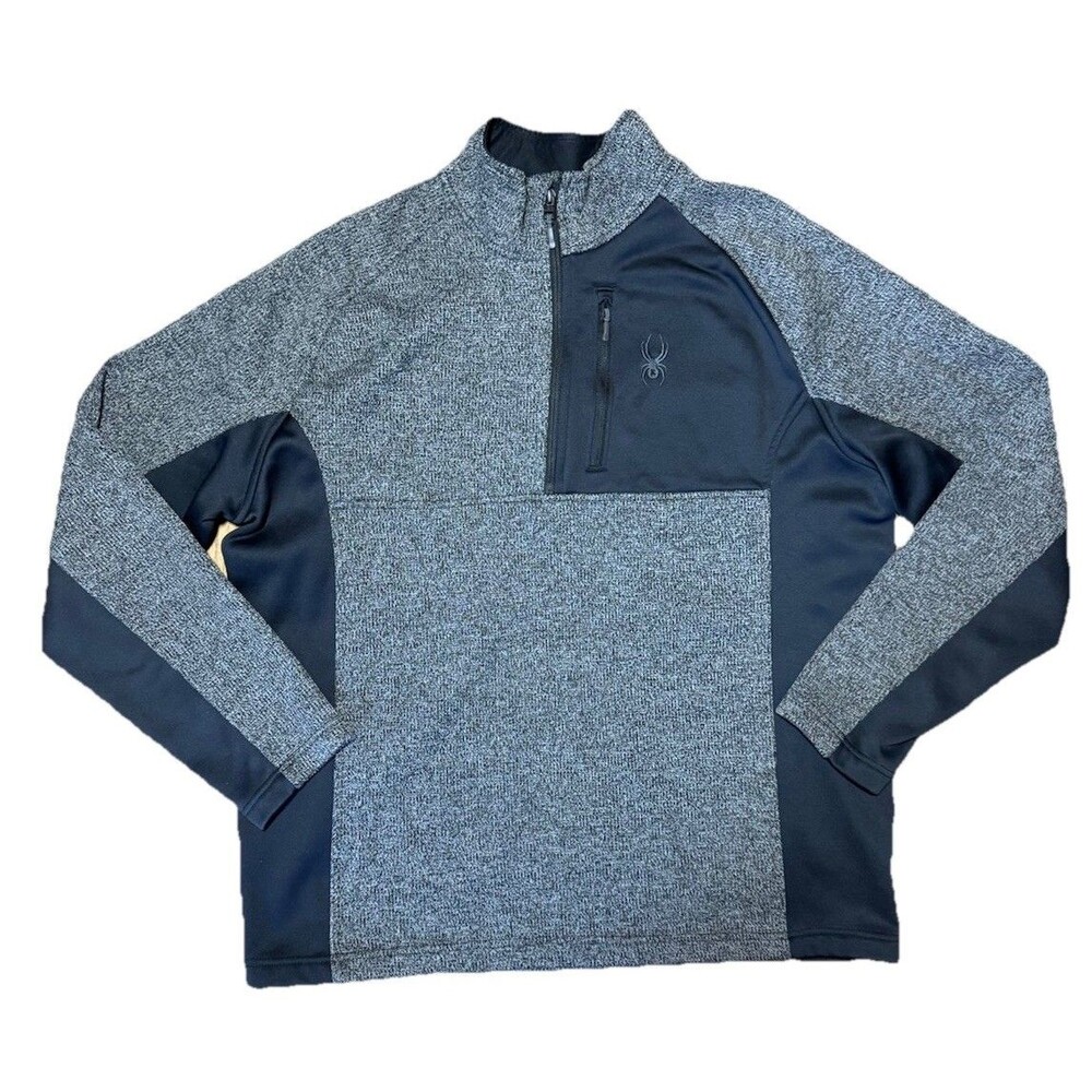 Spyder Quarter Zip Grey Black Pullover Mens XXL EUC Fleece Outdoor Jacket